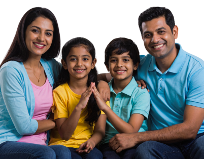 Happy family enjoying their home